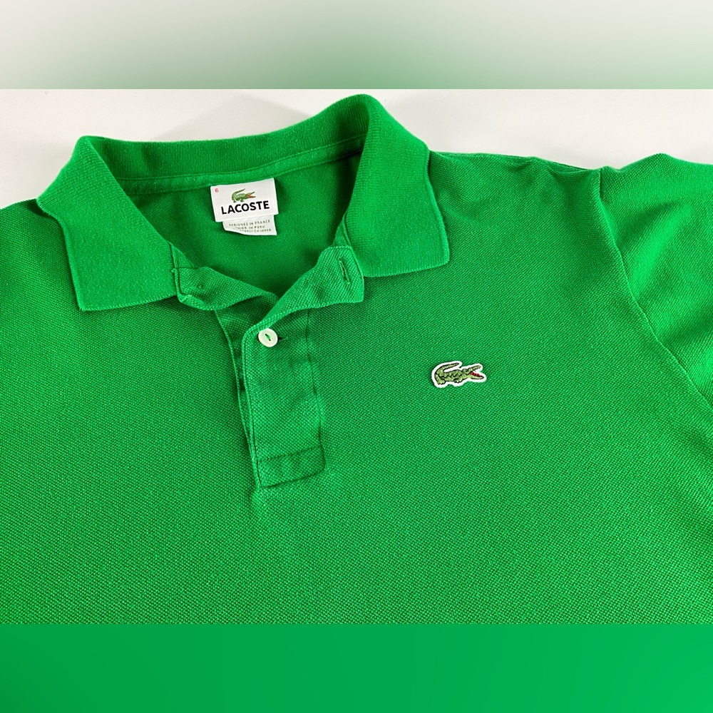 Lacoste Men's Green Cotton Polo Shirt Size 6 / XL Short Sleeve Classic Preppy - Picture 2 of 10